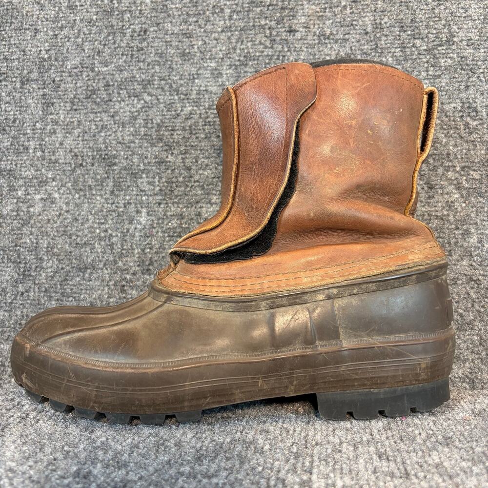 Schnee's Mens 8 Thinsulate Leather Wool Rubber Pac Duck Hunting Boots Brown